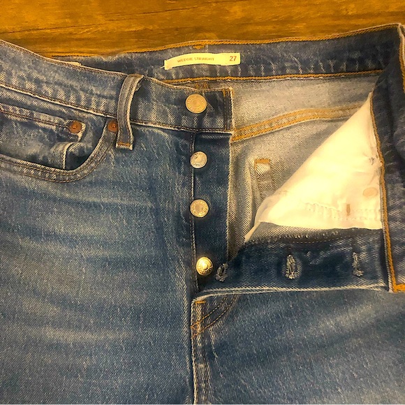 Levi’s Wedgie straight jeans button fly medium wash size 27 - Picture 8 of 13